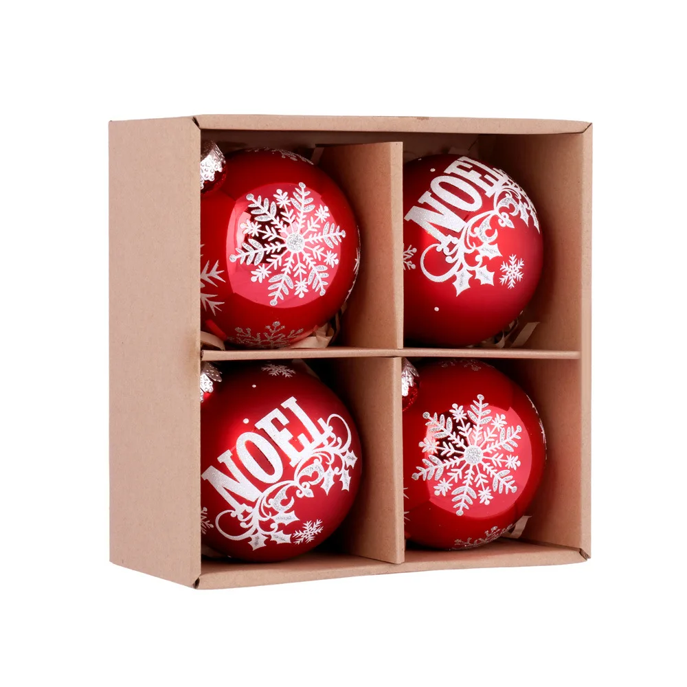 Luxuriöser handbemalter Weihnachts-Glaskugel rund 10 cm, individuelle Größe mit bedruckten Grafiken für Weihnachtsbaum-Dekoration