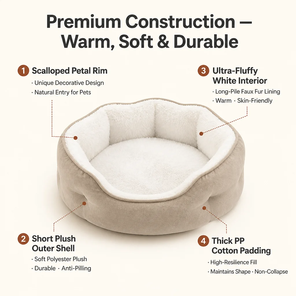 Scalloped Pet Nest Bed Plush Outer — Product details 5