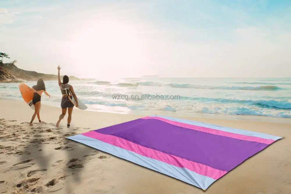Beach Mat 210t Ripstop Nylon Sand Proof Beach Blanket Outdoor