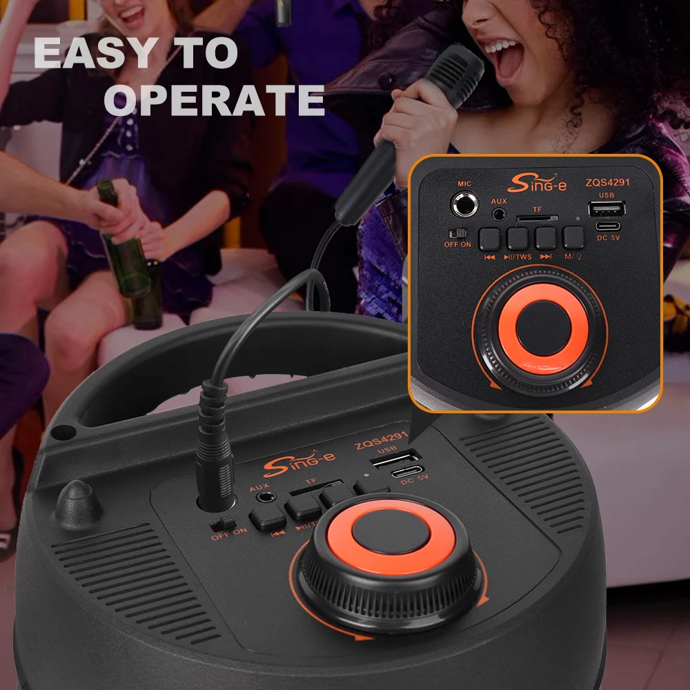 SING-E ZQS4291 Portable Wireless Party Speaker with Bluetooth
