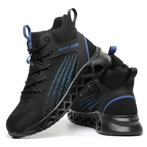 Sports Anti-Smash Outdoor Safety Shoes Broadened Steel Toe Breathable Fly-Woven Mesh Spring Fall Style Comfortable