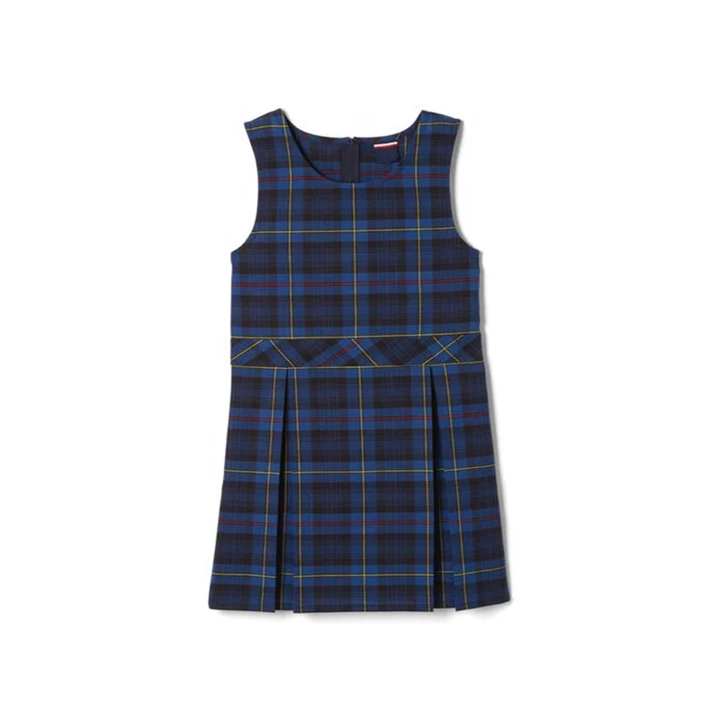burgundy plaid uniform dress Rogers City Baptist - Plaid Box Pleat Jumper - Burgundy Plaid main image 0