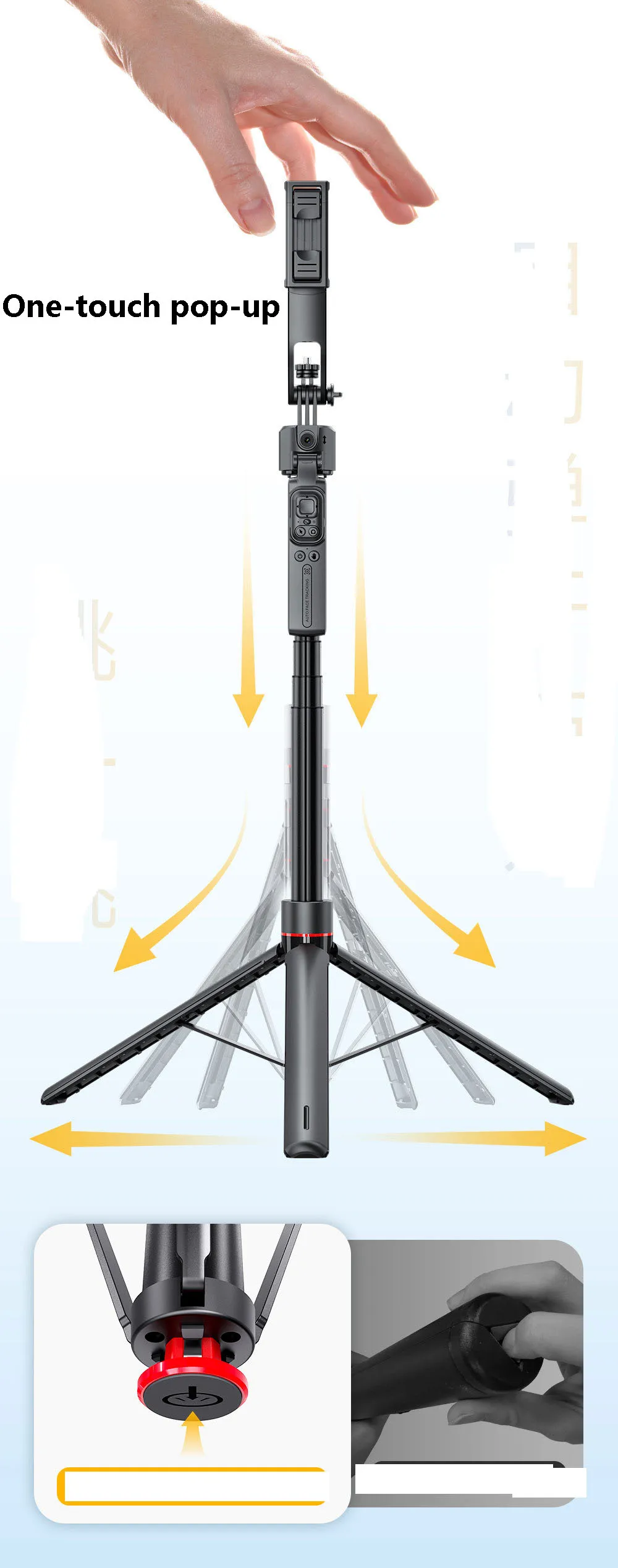 Universal Follow-up Mobile Phone Tripods Shooting Pop-up Selfie Stick Pan-tilt AI Face Follow Live Broadcast Artifact Jump Stick