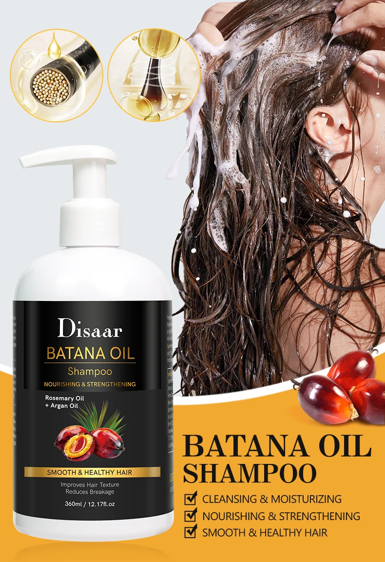 Natural Batana Oil Shampoo Biotin Hair Grease Scalp Cleaning Shampoo Nourishing Healthy Hair Products