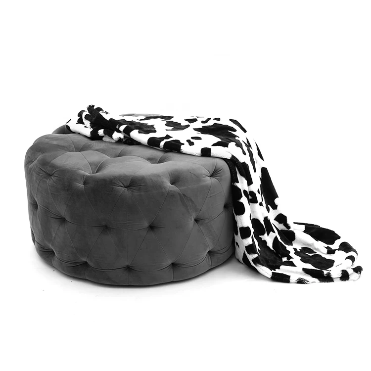 Nordic Luxury Velvet Fabric Stool Plus Cotton Thickening Comfortable Multiple Colour Chesterfield Ottoman