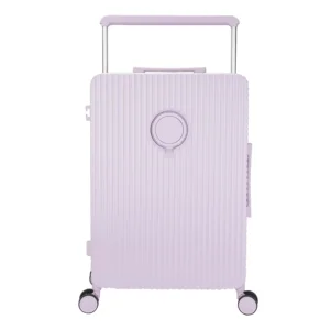 Best Selling Durable Suitcase With Lilac Aluminum Border Wide Handle Portable Luggage Cases With Cup Holder