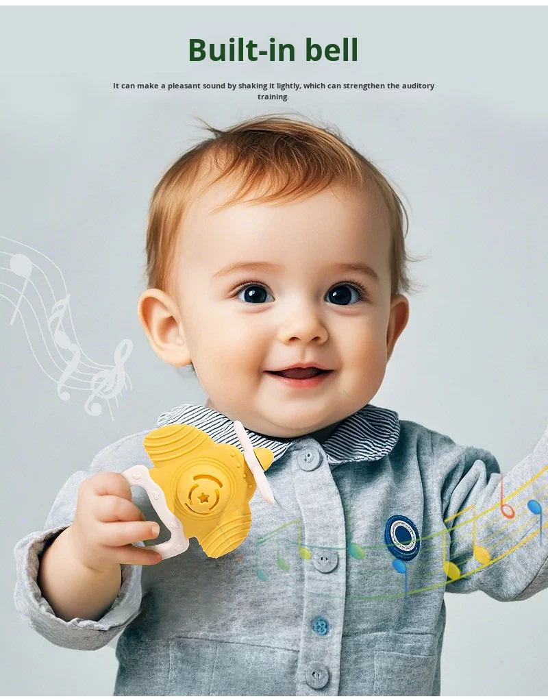 Baby Silicone Toy Airplane Hand Drum Food Grade Silicone Silicone Teether Stick manufacture