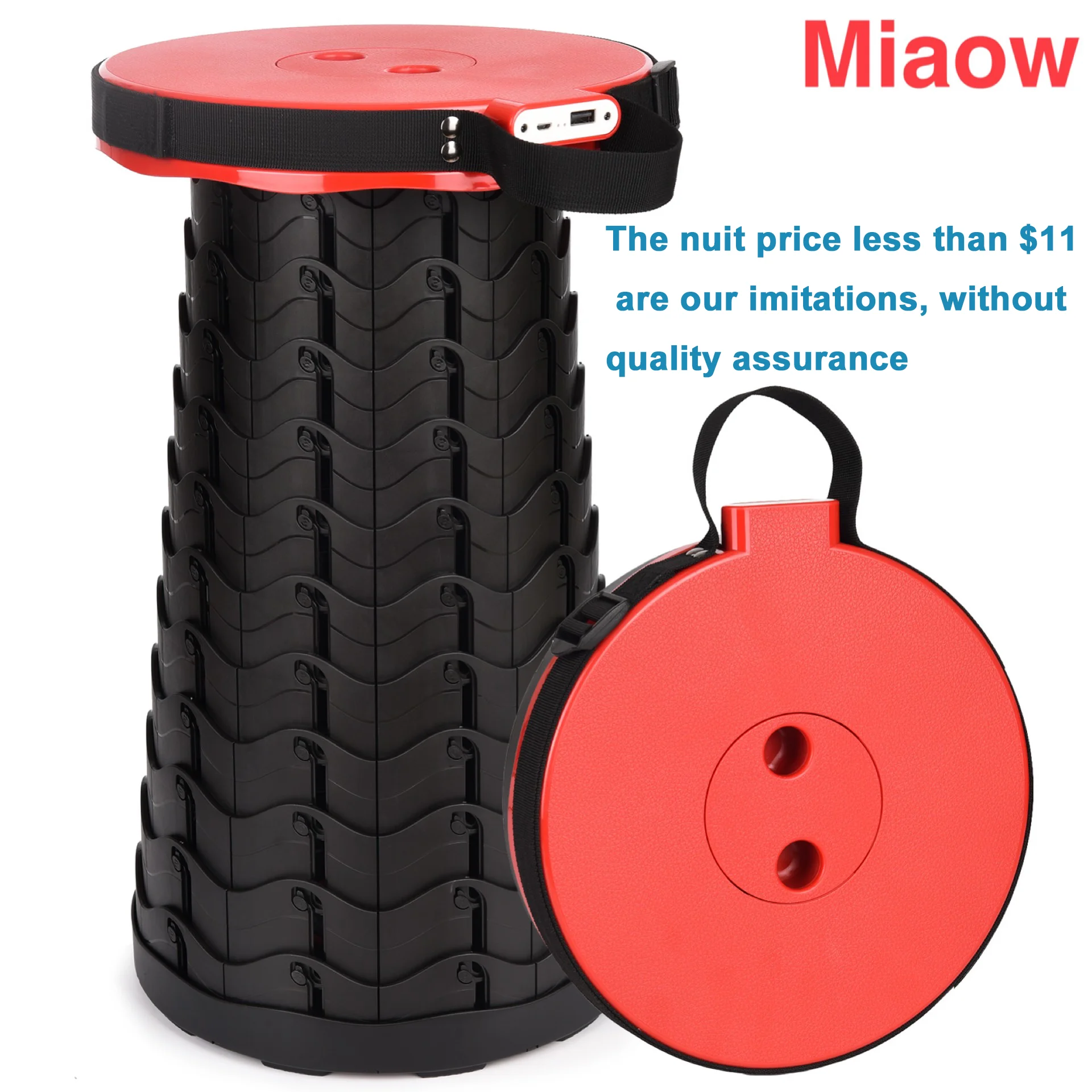 Rugged and Retractable Folding Portable Camping Chair Mobile Power Supply Stool