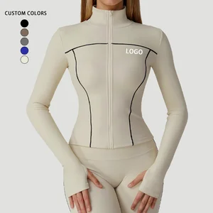 Running Sportswear Breathable Slim Long Sleeve Thumb Hole Gym Fitness Sports Tops Women's Zipper Yoga Jacket