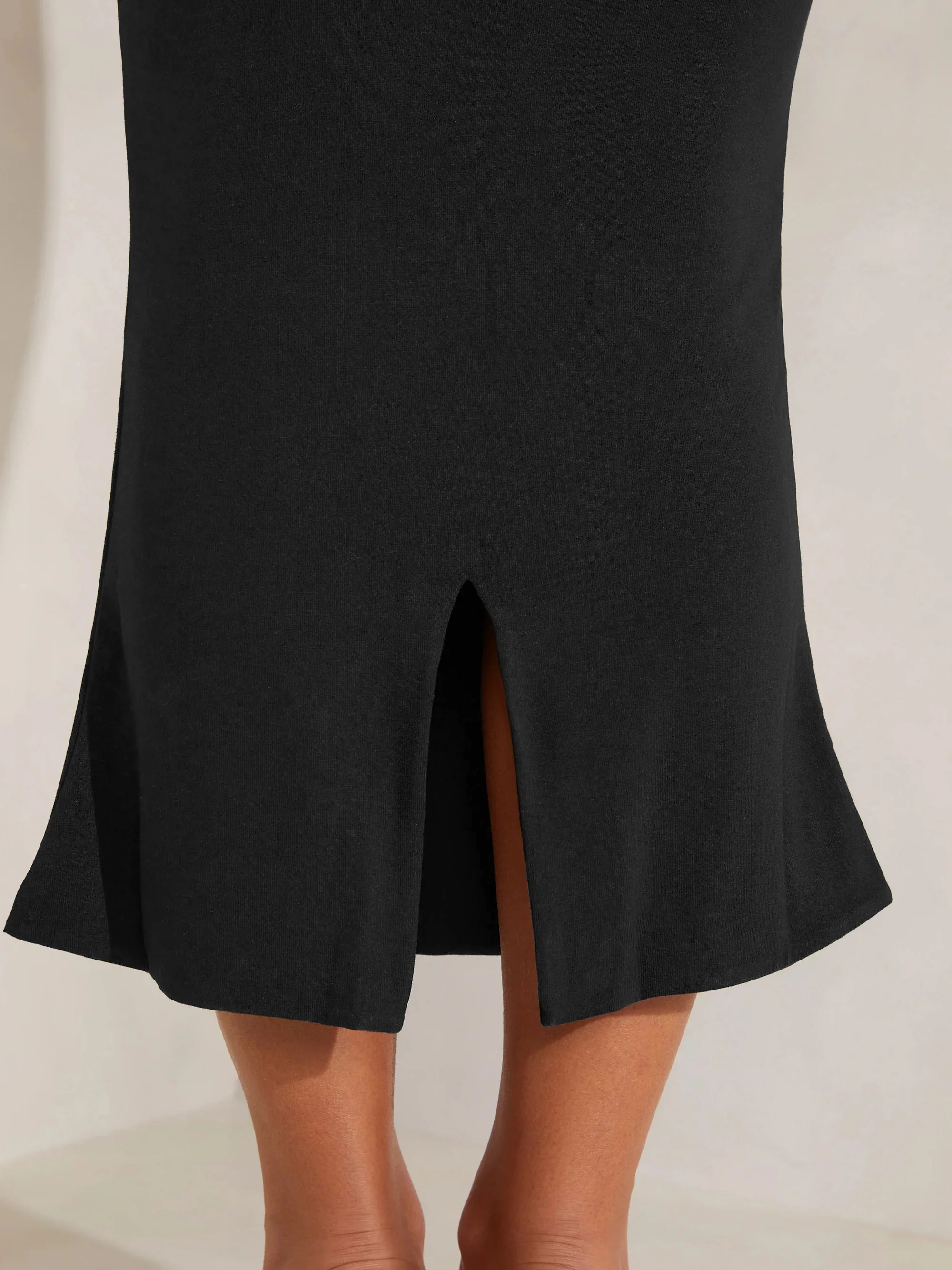 Spaghetti Straps Pleated Bodycon Dress With Slit Brown main image 1