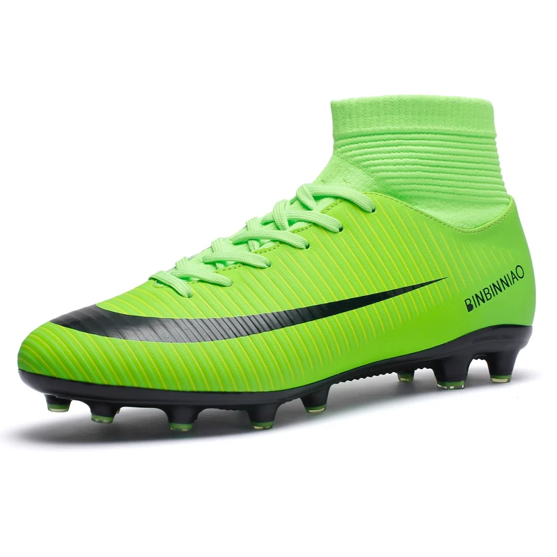 Football Shoes High Mid-Top Lace up Soccer Futsal Shoes Football Boots AG FG HG TF PU Le aperçu 14