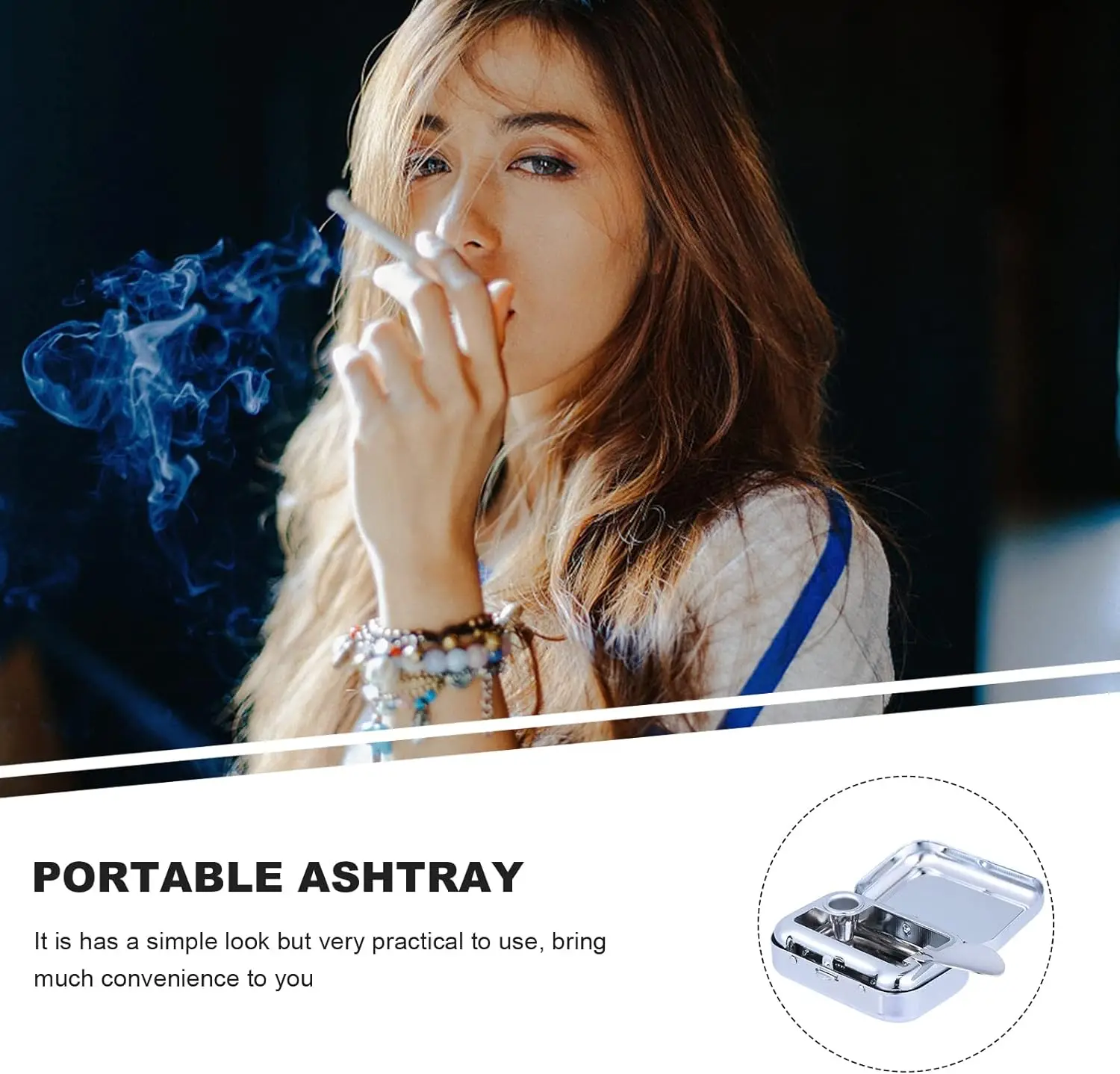 Amazon Bestsellers Mini Compact Stainless Steel Portable Ashtray Car