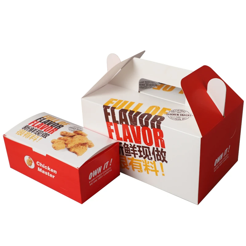 Custom Printed Fast Food Packaging Boxes Set Series Disposable Takeaway French Fries Fried Chicken Burger Box