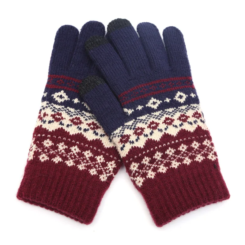 Winter Men's Gloves Touch Screen Knitted Gloves Outdoor Driving Touchscreen  Mittens Vintage Plaid Unisex Warm Glove Fleece Thick - AliExpress