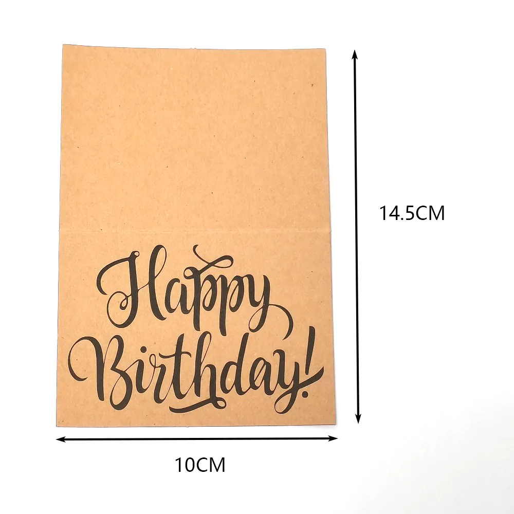 Kraft Paper Happy Birthday Card Retro Brown Paper Birthday Note Card Post Greeting Card For