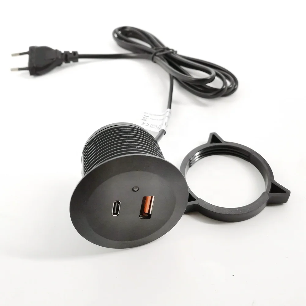 New Design Quick USB Outlet Multiprise USB Power Grommet with 18 W Cabinet USB Type C Plug Module