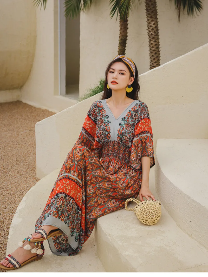 2021 Attractive soft maxi women bohemian dress summer