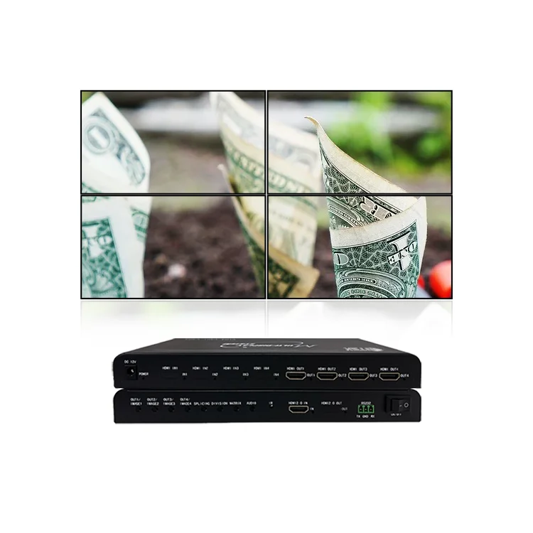 Bitvisus Professional Audio Video & Lighting TV Video Wall Processor RS232 IR Control HDMI 4K 2x2 Supports 4 HDMI in 4 HDMI Out