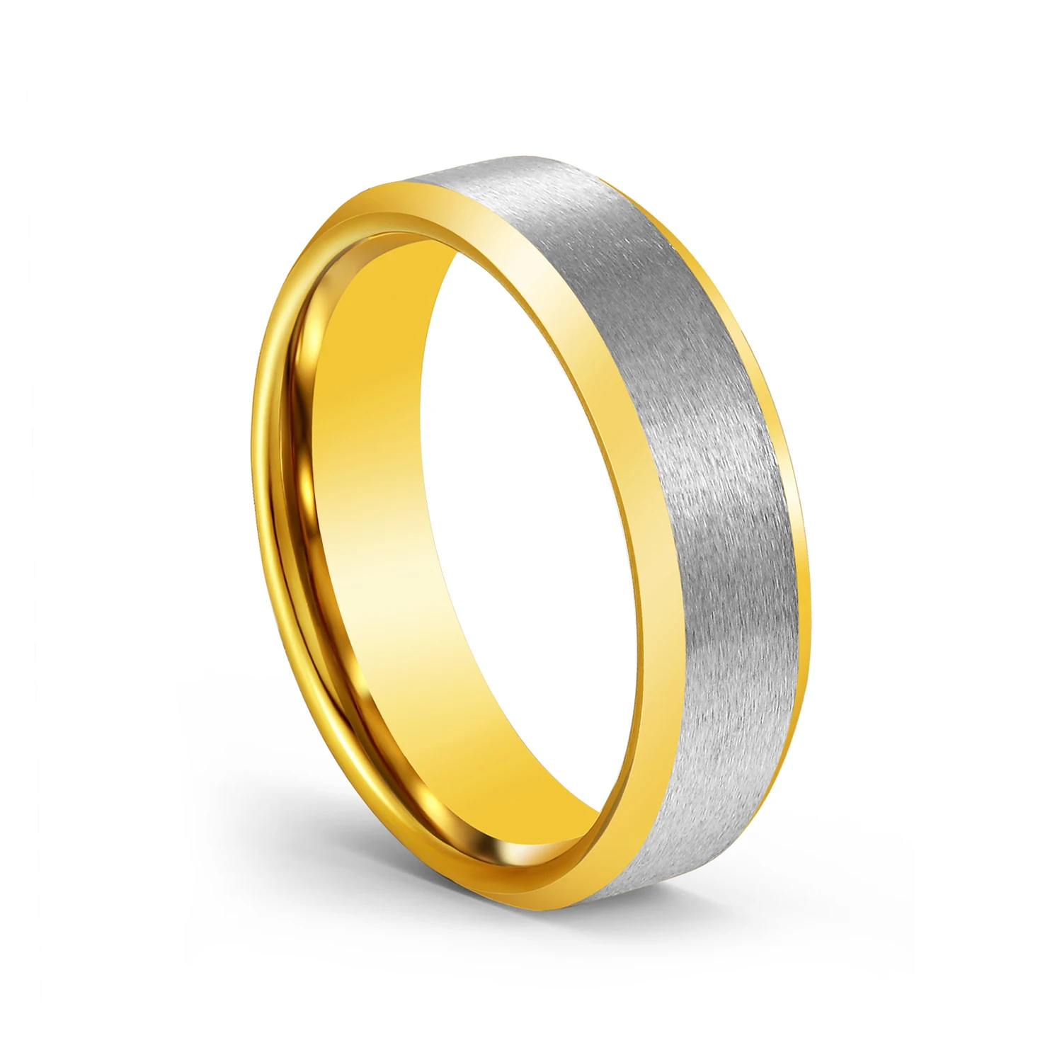 24K 18K Gold Ring Tungsten 6mm New Design Sliver and Gold Tungsten Ring Man