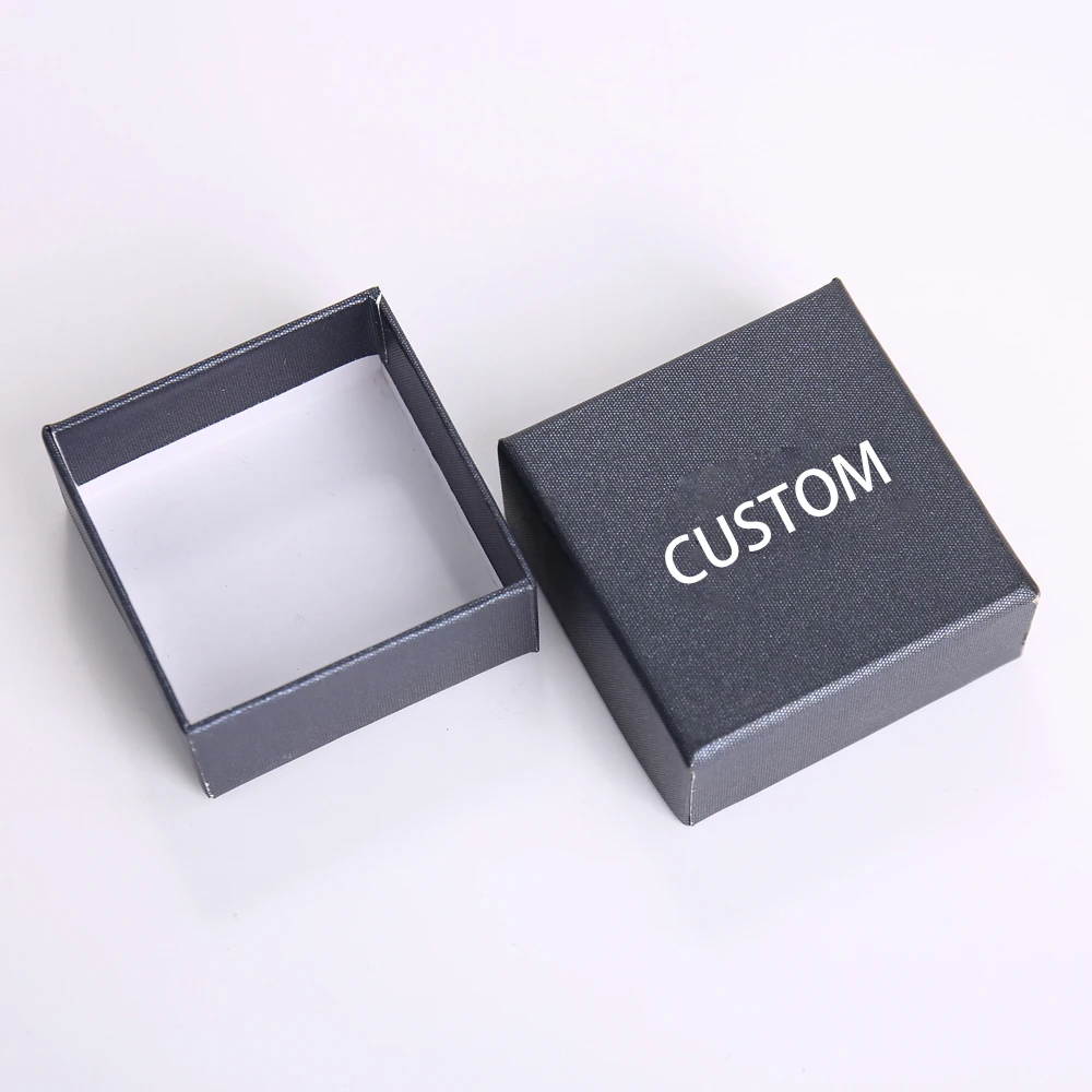 Fabrikks-egendesignert smykkeboks av høy kvalitet med papirgrunn og lokk, stiv boks med spesielt preget papir for pakking av øreringer