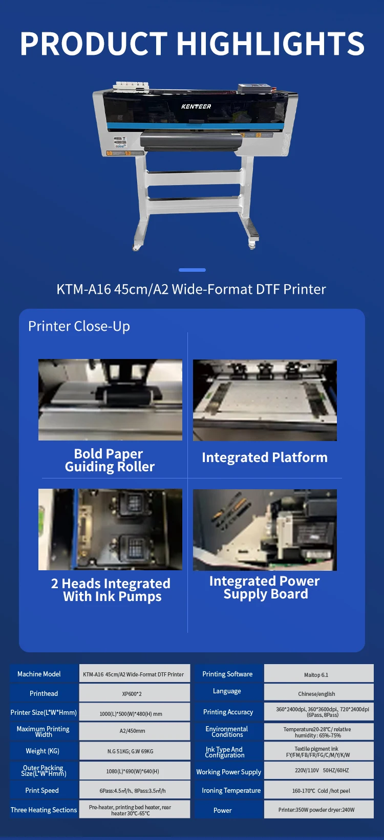 KTM-A16 DTF Printer