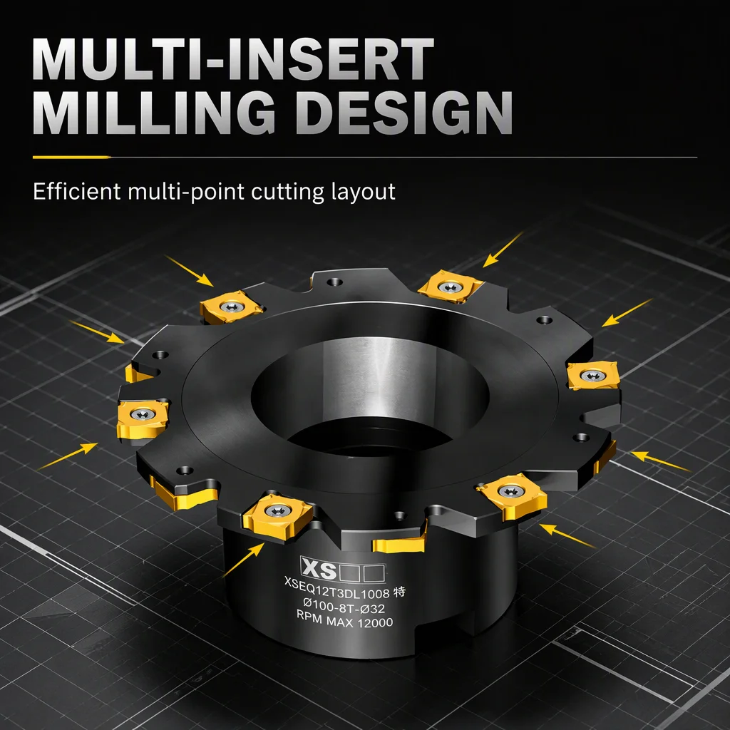 Square 3-sided Indexable Carbide Insert Indexable Slot Milling Tool Holders Matched with XSEQ12T3 Carbide Inserts