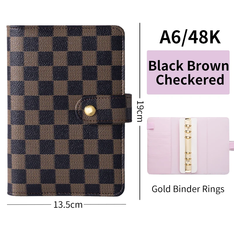 China Luxury Loose Leaf White Checkboard Planner Cover A5 A6 Refillable PU  Leather Brown 6 Ring Binder Checkered Notebooks Case - Buy China Luxury  Loose Leaf White Checkboard Planner Cover A5 A6