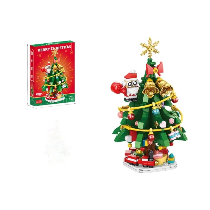 Wholesale Christmas Building Blocks Set Unisex Elderly Elk Train Sleigh Model Compatible Kids' Gift Blind Box Dropshipping