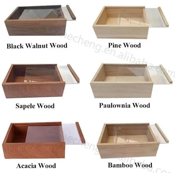 Custom Unfinished Pine Wood Gift Packaging Box Wooden Slide Top Box