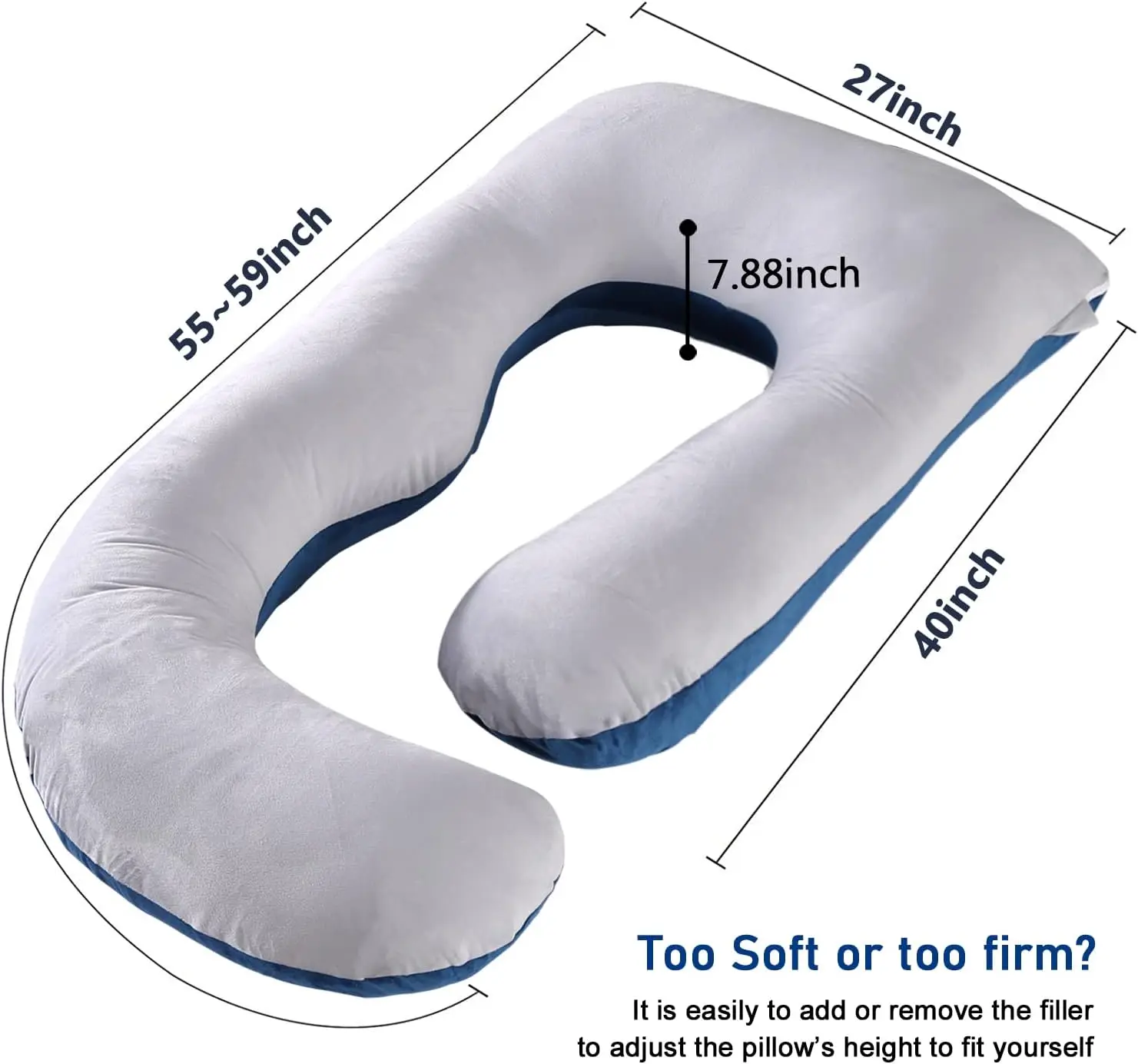 Pregnancy Pillows Sleeping 55 Inches Ushape Full Body Pillow And