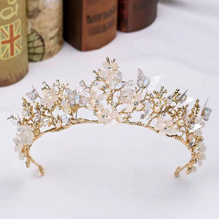 Bridal Wedding Crystal Flower Tiara Crown Pearl Rhinestone Hair Headband Tiaras 
