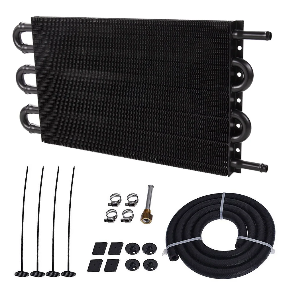 Hose/Mounting Kit 6 Row AN6 Radiator Remote Aluminum Transmission Oil Cooler Radiator Converter Kit 