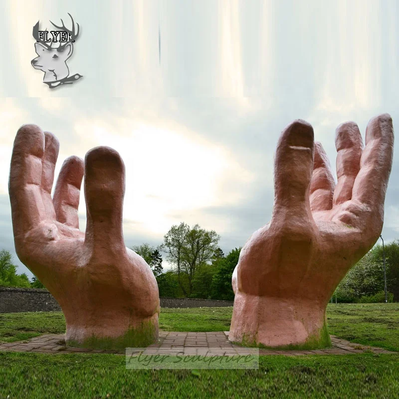 Outdoor Modern Stone Art Carving Giant Natural Marble Hands