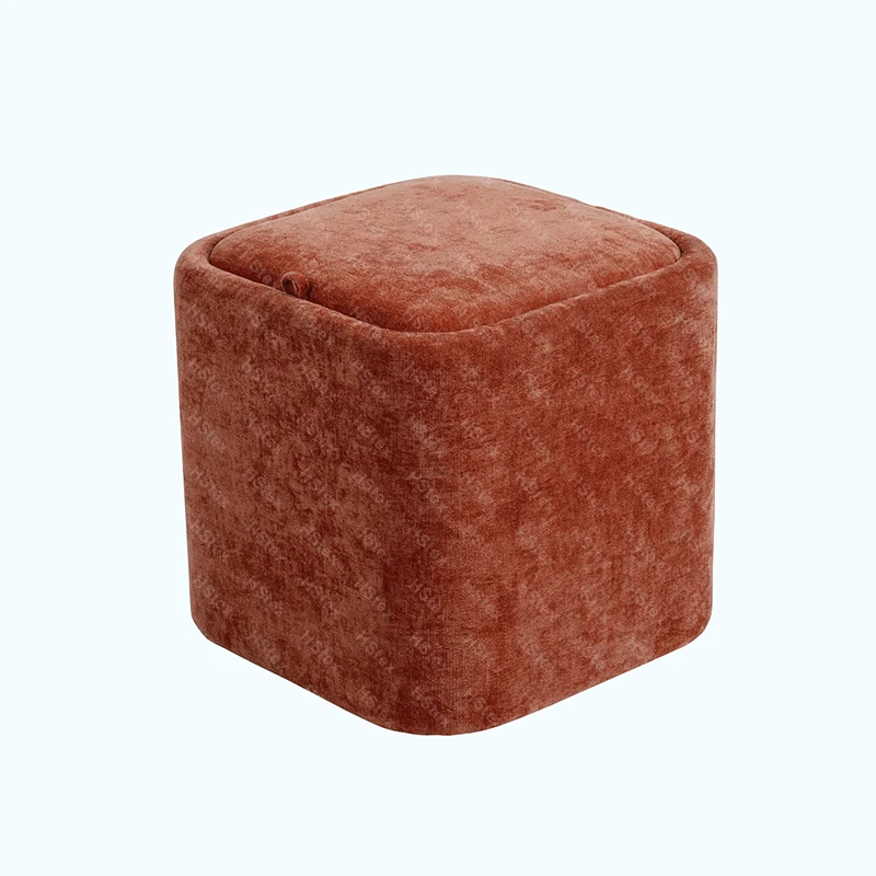Storage Stool Soft Skin-Friendly Ottoman Velvet Upholstery Multi-Purpose Stool Seat Entry Hotel Living Room