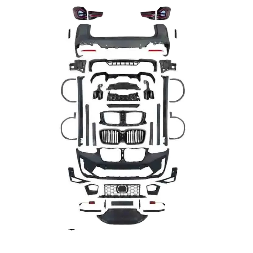 طقم هيكل السيارة ملحقات BMW X3 G01 Lci تجميل إلى X3m F97 Lci 2022 حاجز مشاعل مصدات أمامية الشفاه الخلفية الناشر العادم