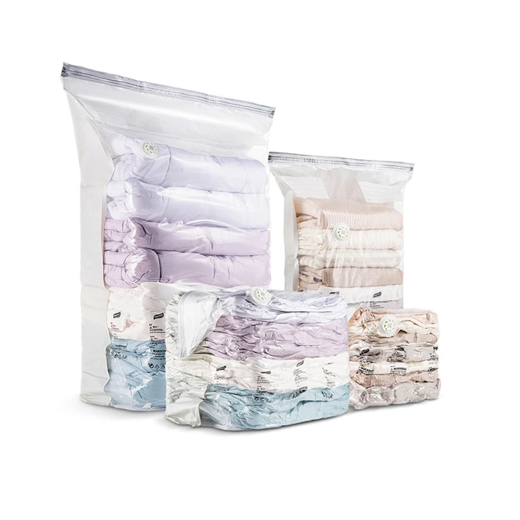 Vacuum Bag For Clothes Storage Bag With Valve Transparent Border Foldable Packet 