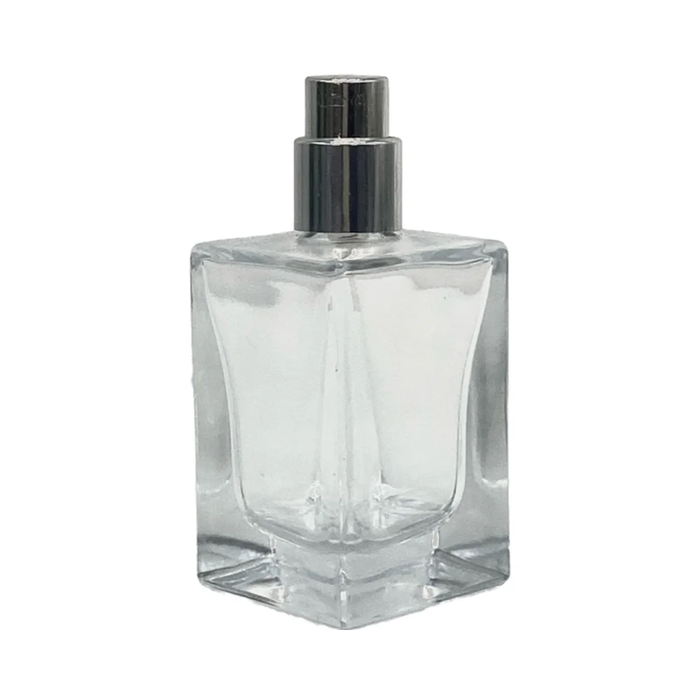 Luxury 20ml 30ml 50ml Glass Spray Bottle Square Flat Shape with Frost Finish for Perfume Diffuser Packaging  Custom Logo