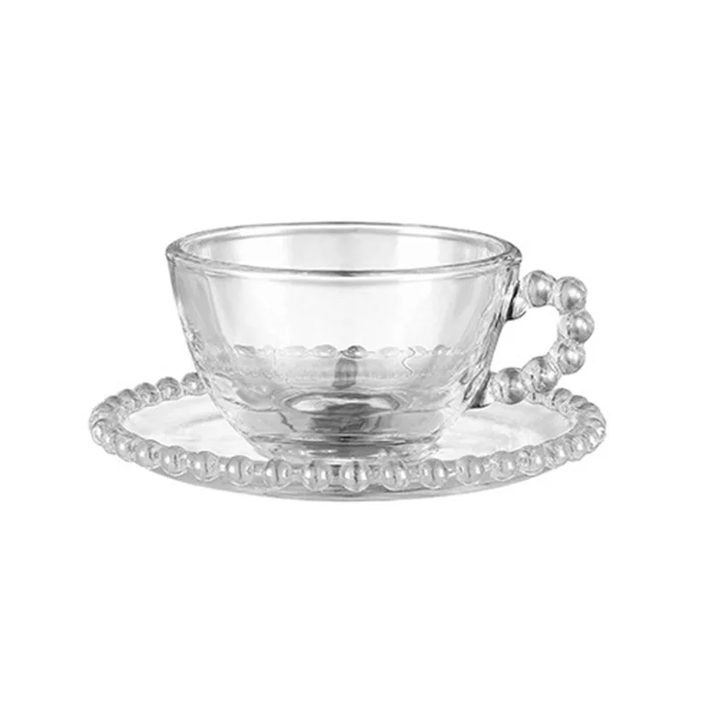 Tazza Da Caffè E Cappuccino In Vetro Con Piattino, Cristallo Swarovski, Realizzata A Mano In UE, 215 Ml, Elegante
