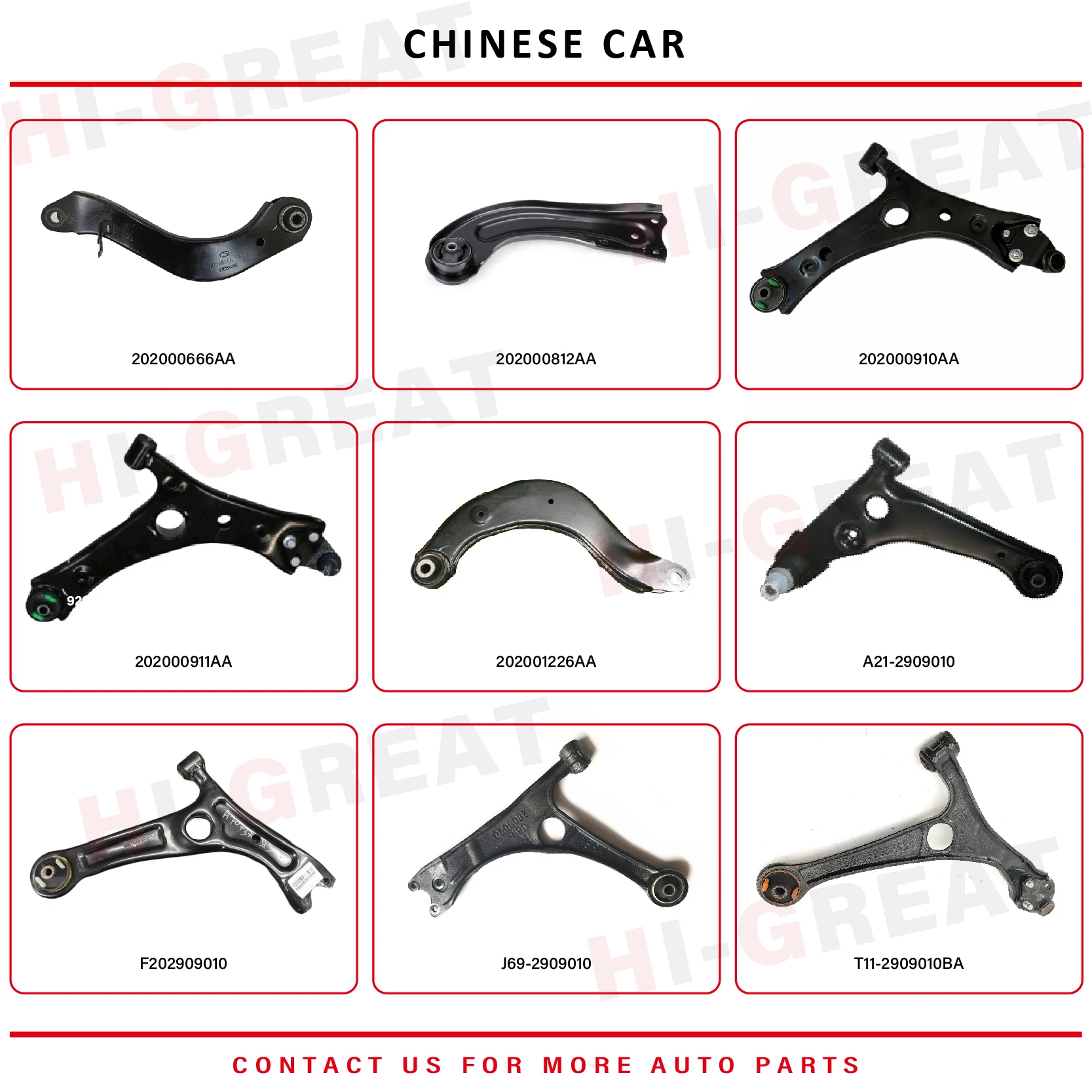 Chinese Car Suspension Parts Control Arm Rod 202001226AA for Chery