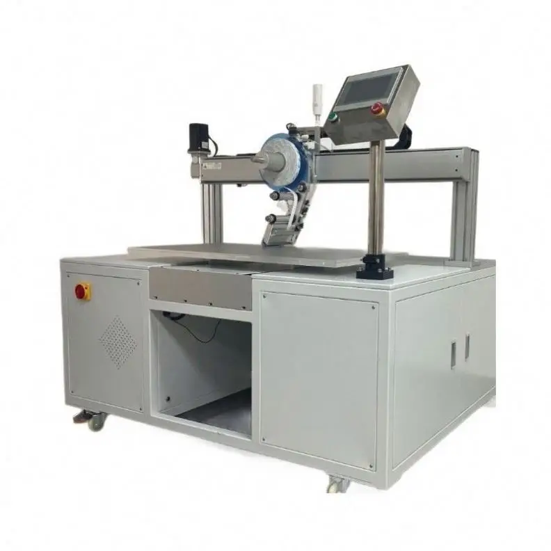 TEBAK Automatic Electric Dual-station Tape Applicator Machine Back-adhesive Double Side Adhesive Labeling Tape Pasting Machine