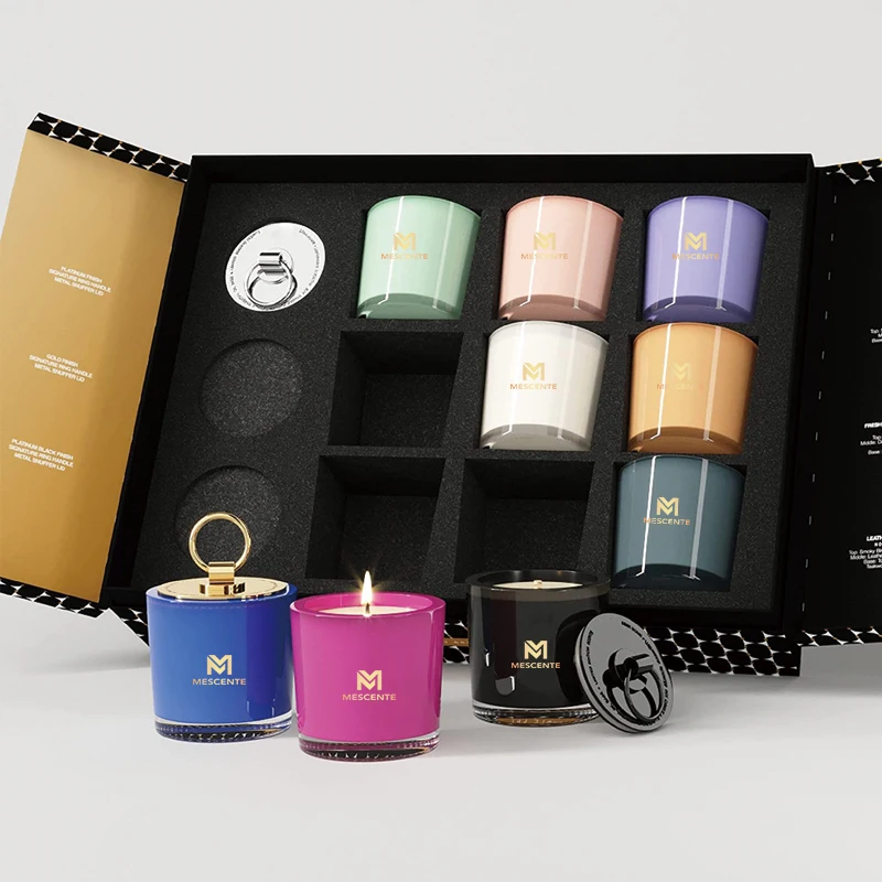 Mescente Wholesale Luxury Decorative Lavender Aromatherapy Black Candles Gift Set in Bulk