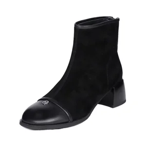 2026 Quality Autumn/Winter Fashion Ankle Boots Women High Heels Chunky Style Genuine Leather Height Increasing Durable Heel