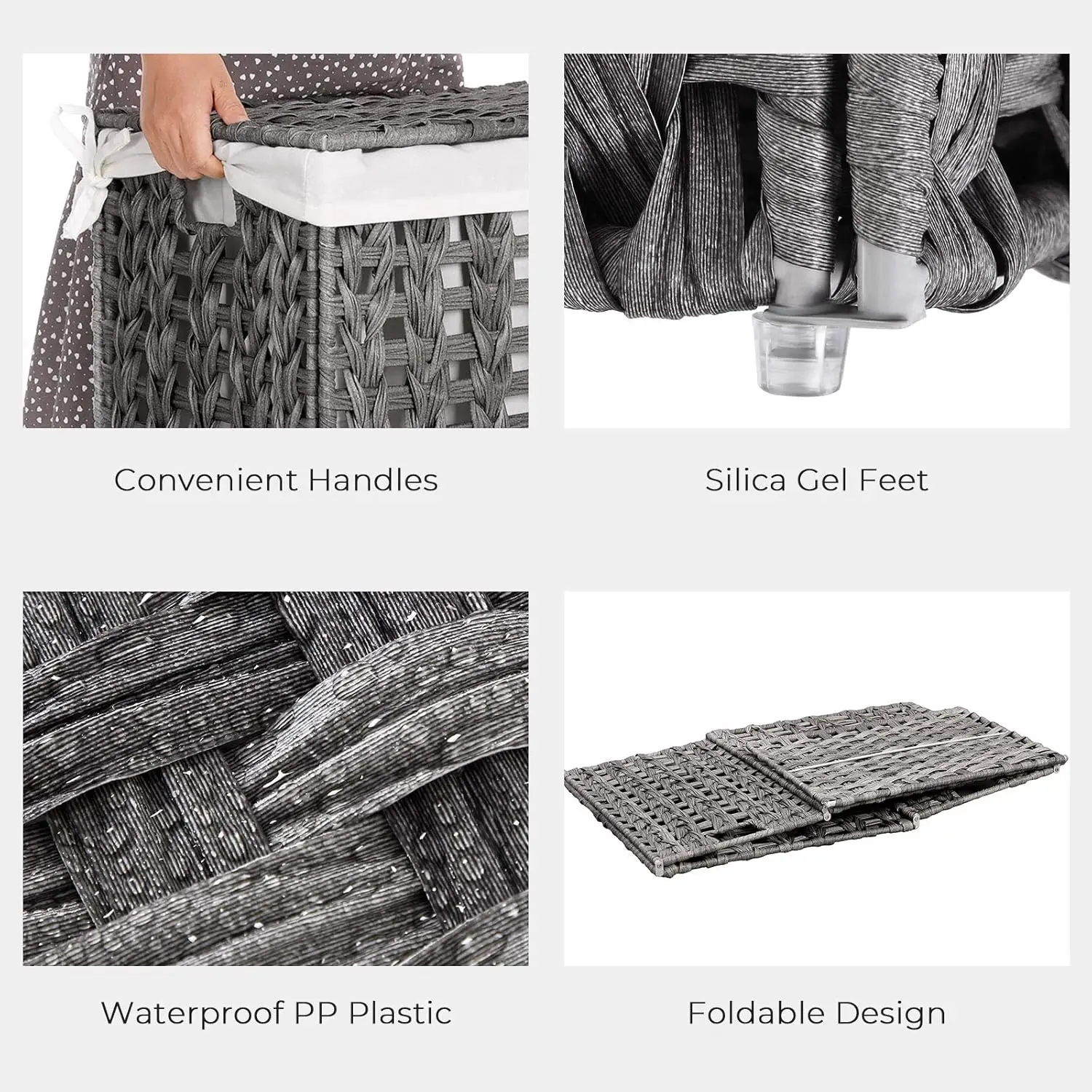JY Home Use Plastic Metal Woven Rolling Laundry Hamper PP Synthetic Rattan Basket with Lid Cheap Stocks Available