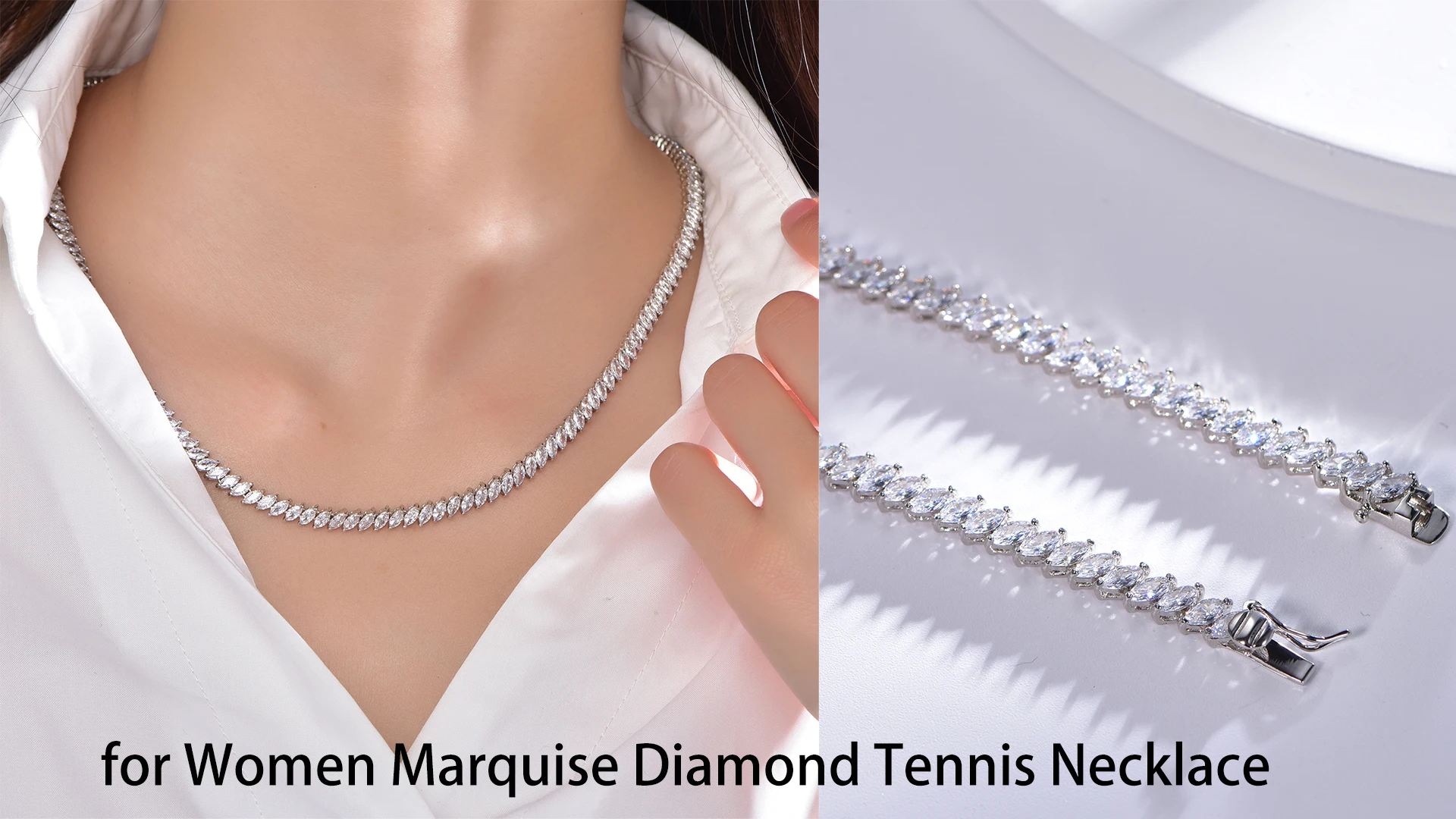 925 Sterling Silver Tennis Necklace Mens 5A CZ Diamond Necklace Iced Out Tennis Chain Necklace