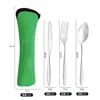 Juego de tres piezas de cuchillo, tenedor y cuchara de cuerpo ligero, verde
