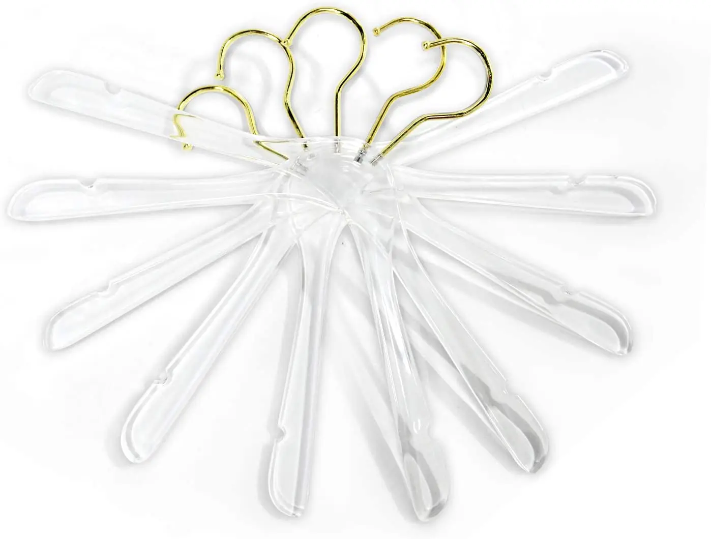 DesignStyles Clear Acrylic Clothes Hangers - 10 Pk - Gold