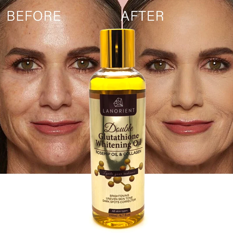 glutathione whitening oil Private Label Vitamin C Skin Whitening Moisturizing Double Glutathione Body  Care Oil Collagen Removing Dark Spots Lightening Oil