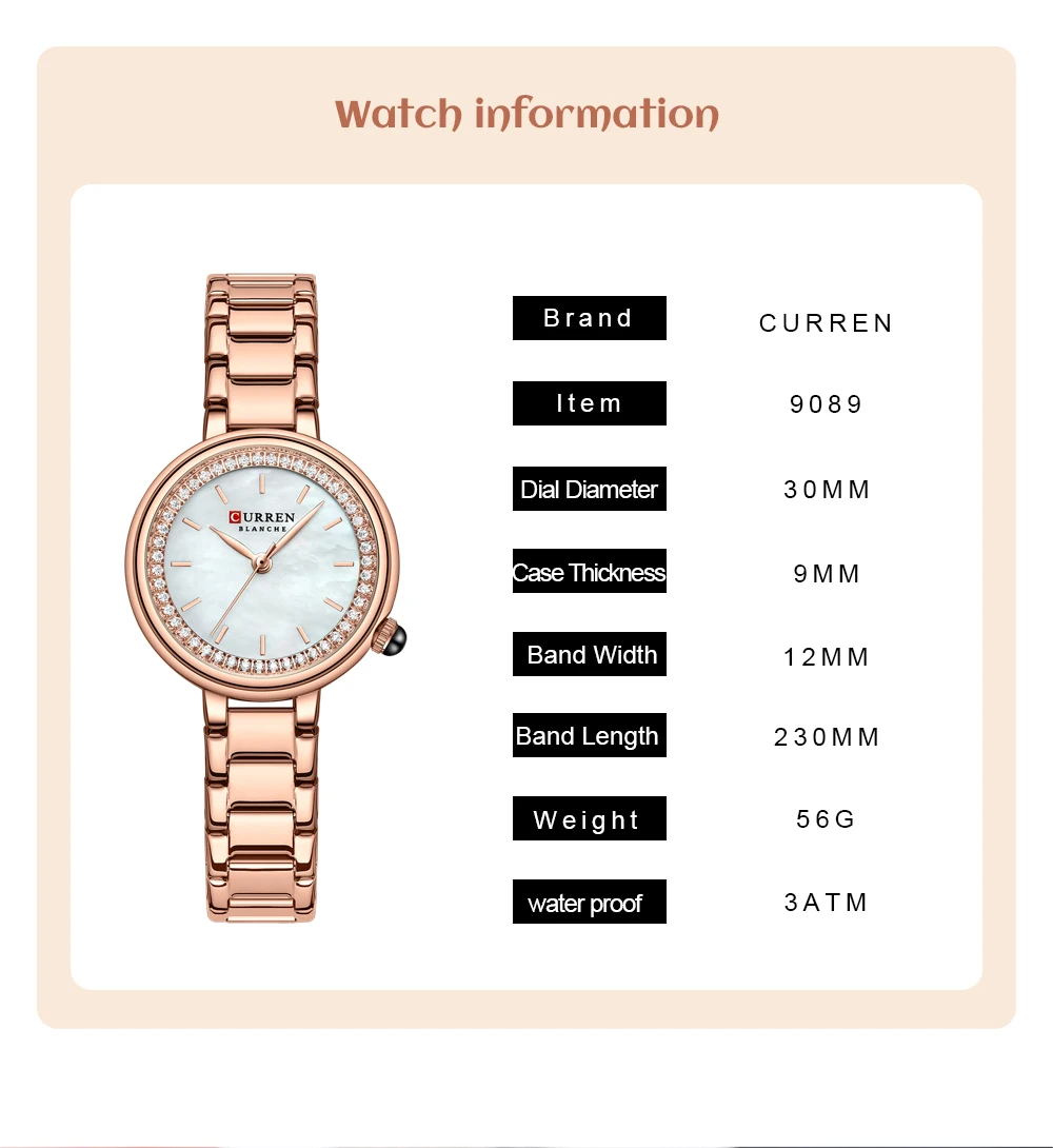 9089 High Quality Ladies Quartz Watch Casual Fashion Watch Diamond Set Steel Band Waterproof Watch Girl Gift Reloj De Mujer