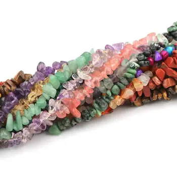 Bulk wholesale natural crystal tumbled stones quartz tumble stone gravels chips with holes gem gravel beads for diy bracelets