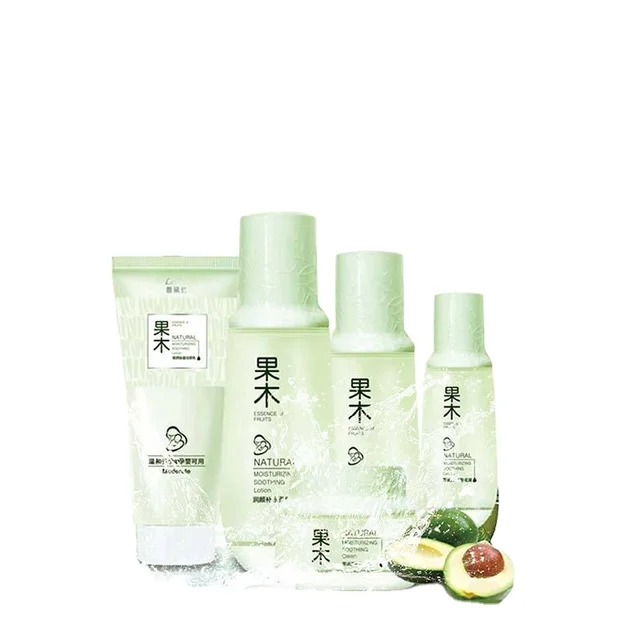 Hot Sale Fruit wood box water emulsion Face Skin Care Moisturizing Hydrating Brighten skin tone Care Set